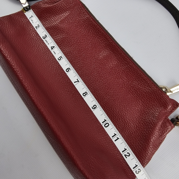 Valentina Red Pebbled Leather Triple Entry Convertible Crossbody Bag - Picture 6 of 10